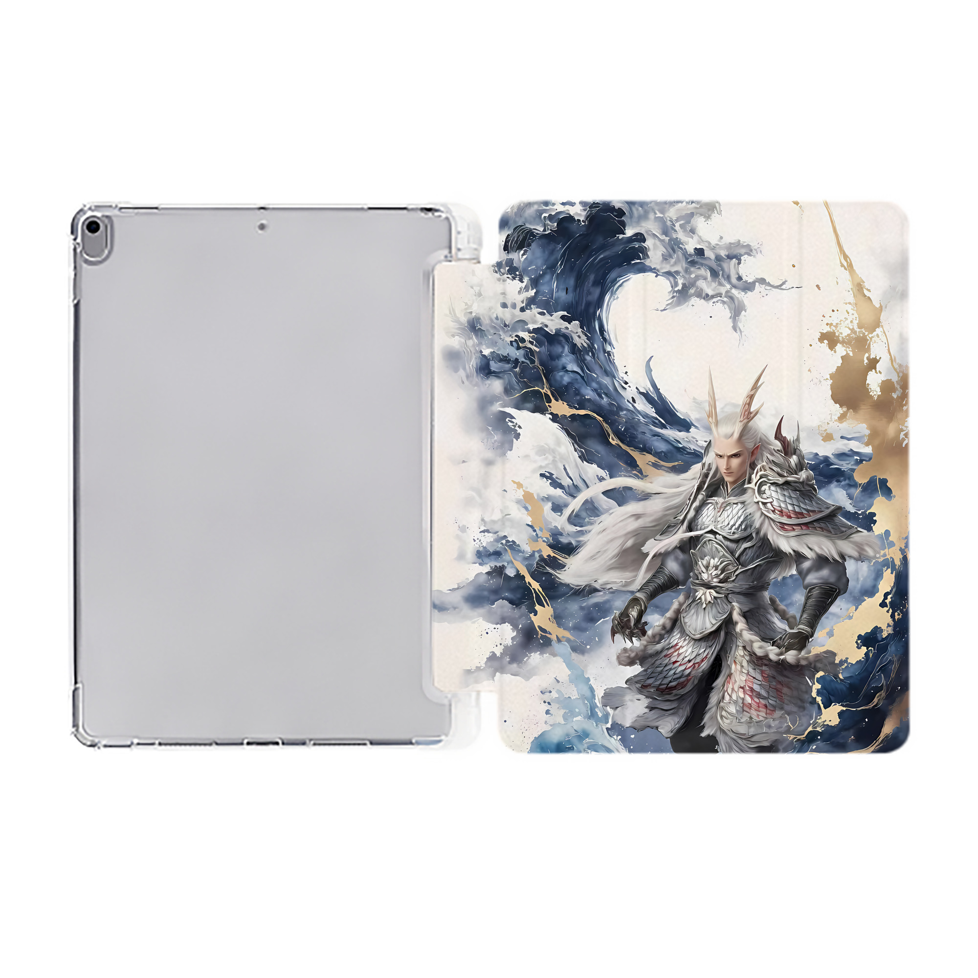 （画像用） Ne Zha 2 ナタ 魔童の大暴れ IPad ケース ペン収納付き 三つ折りスタンド PUレザー×シリコン 対応機種9.5/10.5/10.9インチ